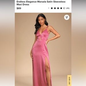 Lulus Pink Silk Formal Dress Small